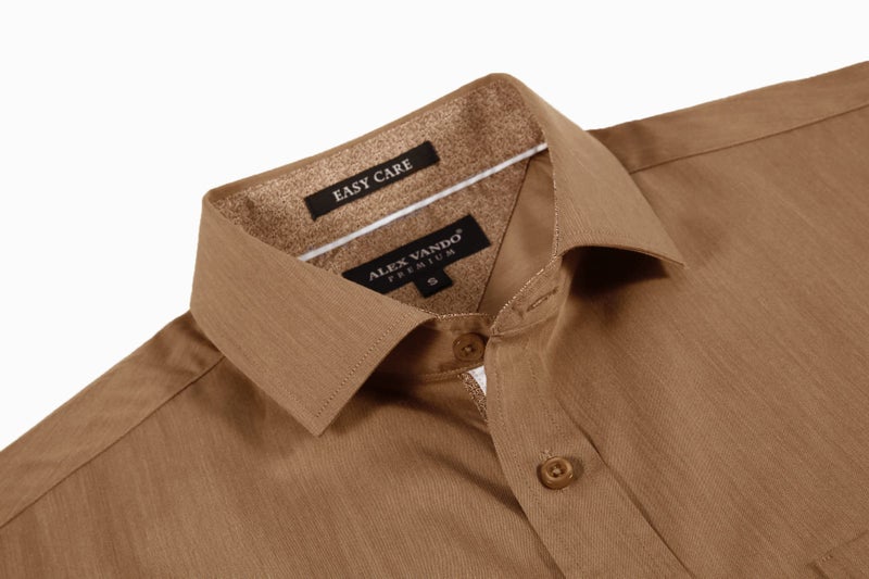 Alex Vando Mens Rayon Dress Shirts Wrinkle Free Regular Fit Stretch Button Down Shirt,Macaroon,XL - Image 3